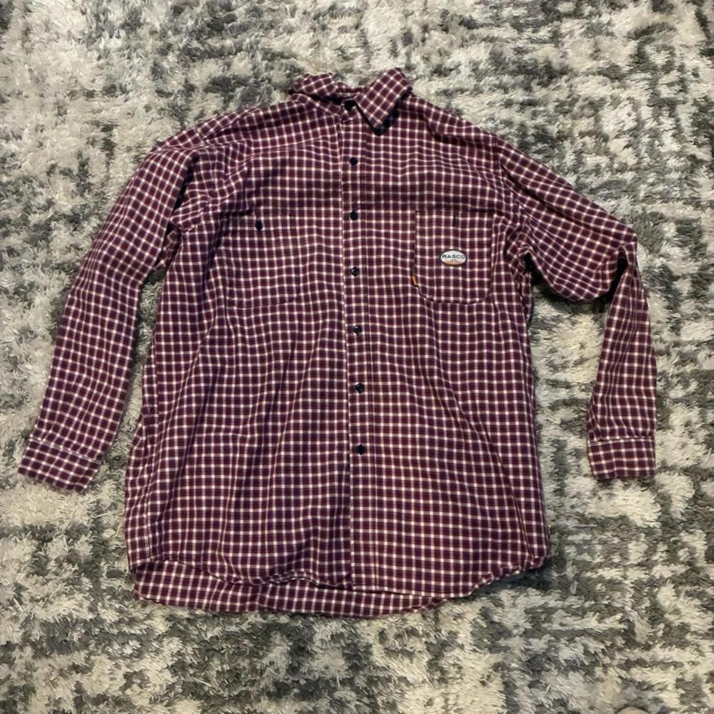 Rasco FR flame resistant red and white Checkered Mens button down Shirt size XXL